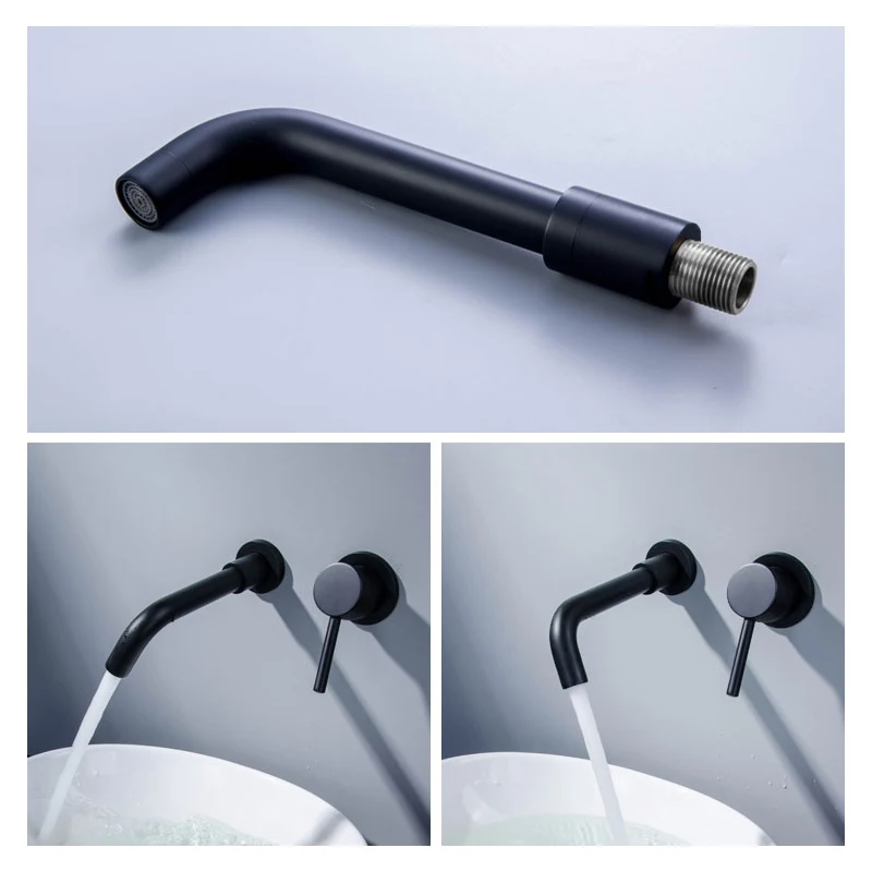 Wall Mounted Bathroom Basin Faucet Matte Black Brass Single Handle Mixer Tap Cold and Hot Sink Water Crane | Обустройство дома
