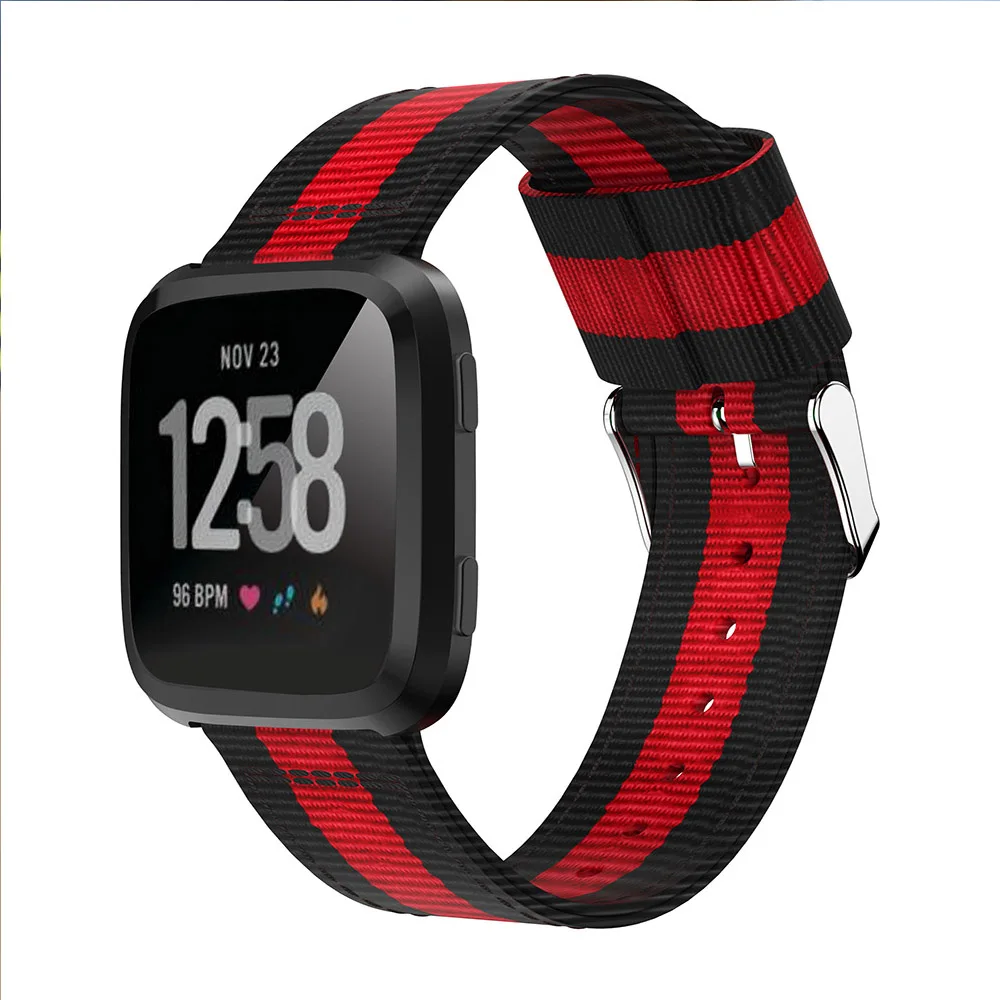 Black red black Легкая нейлоновая Регулируемая Замена спортивные часы ремешок Браслет для Fitbit Versa высокое качество ремешок для fitbit versa - Цвет: Black red black