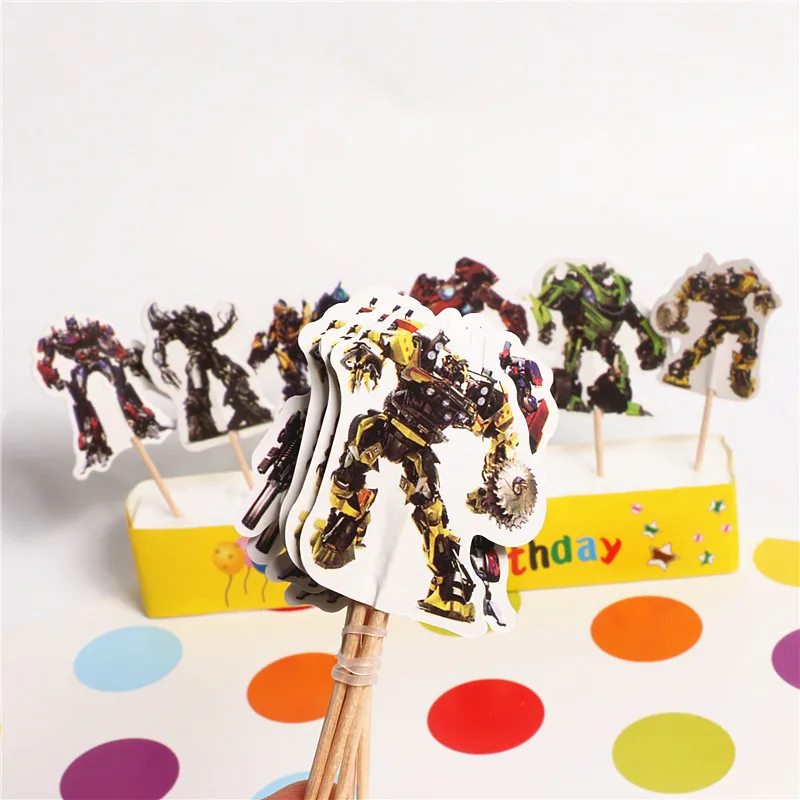 24 шт./компл. Трансформаторы Автомобиля топперы вечерние Для капкейка выбирает