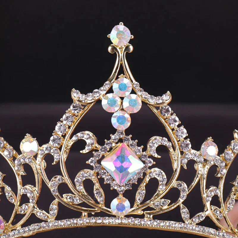 Свадебная Корона, тиара, хрустальные аксессуары для волос, Кристальные диадемы и короны, свадебные золотые украшения для волос, вечерние украшения для волос невесты