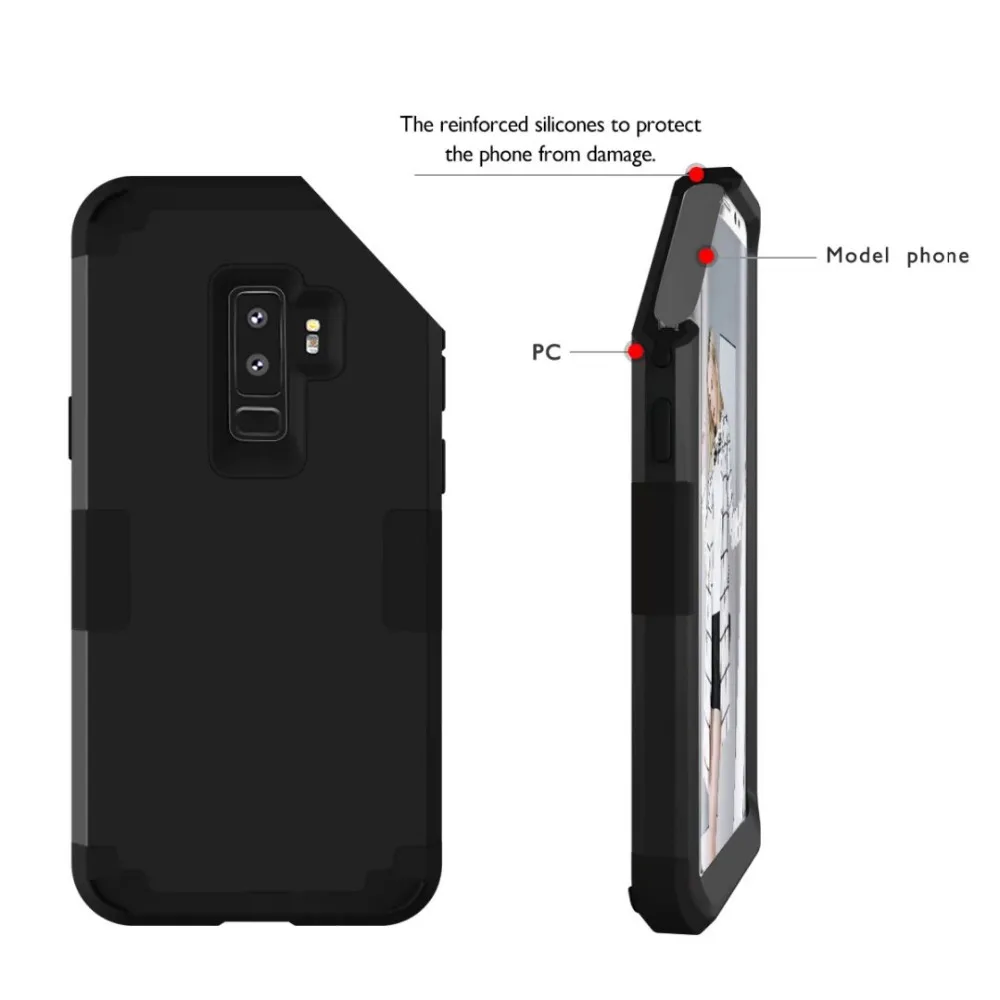 Противоударный чехол для телефона samsung Galaxy S9 S8 Plus Note 8 9 PC+ TPU 3 слоя гибридный защитный чехол на 360 градусов