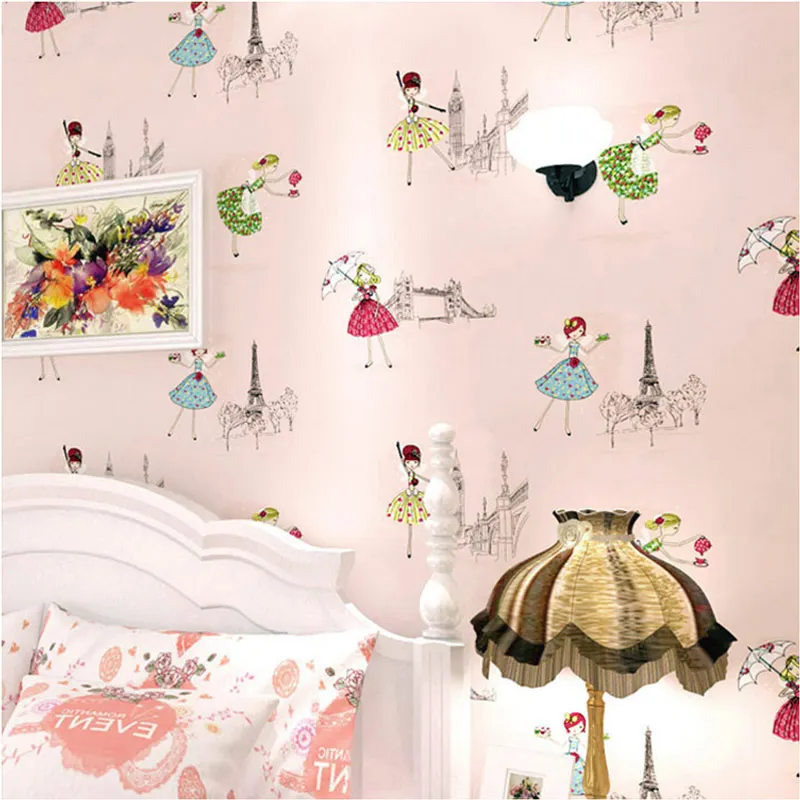 3D обои с изображением балерины и мультяшной девушки современные нетканые для