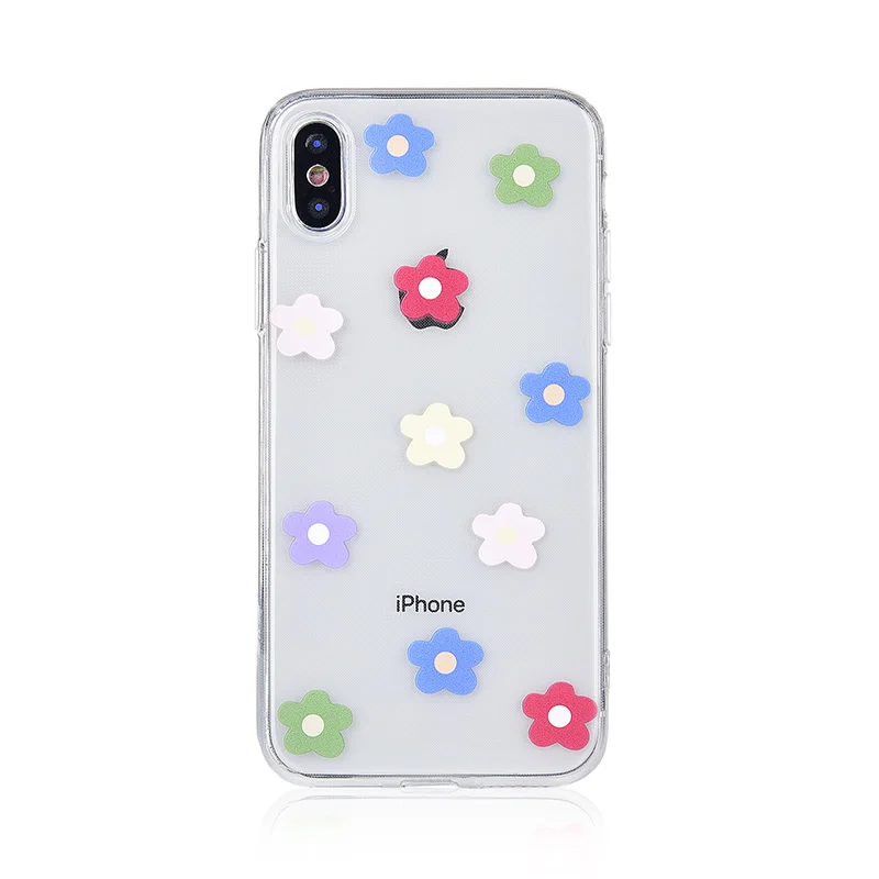 Прозрачный чехол для мобильного телефона из мягкого ТПУ с цветами Apple iPhone X XR XS Max 8