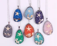 1pc raw mineral crystal quartz geode druzy pendant necklace starfish natural stone chain necklaces for women jewelry new