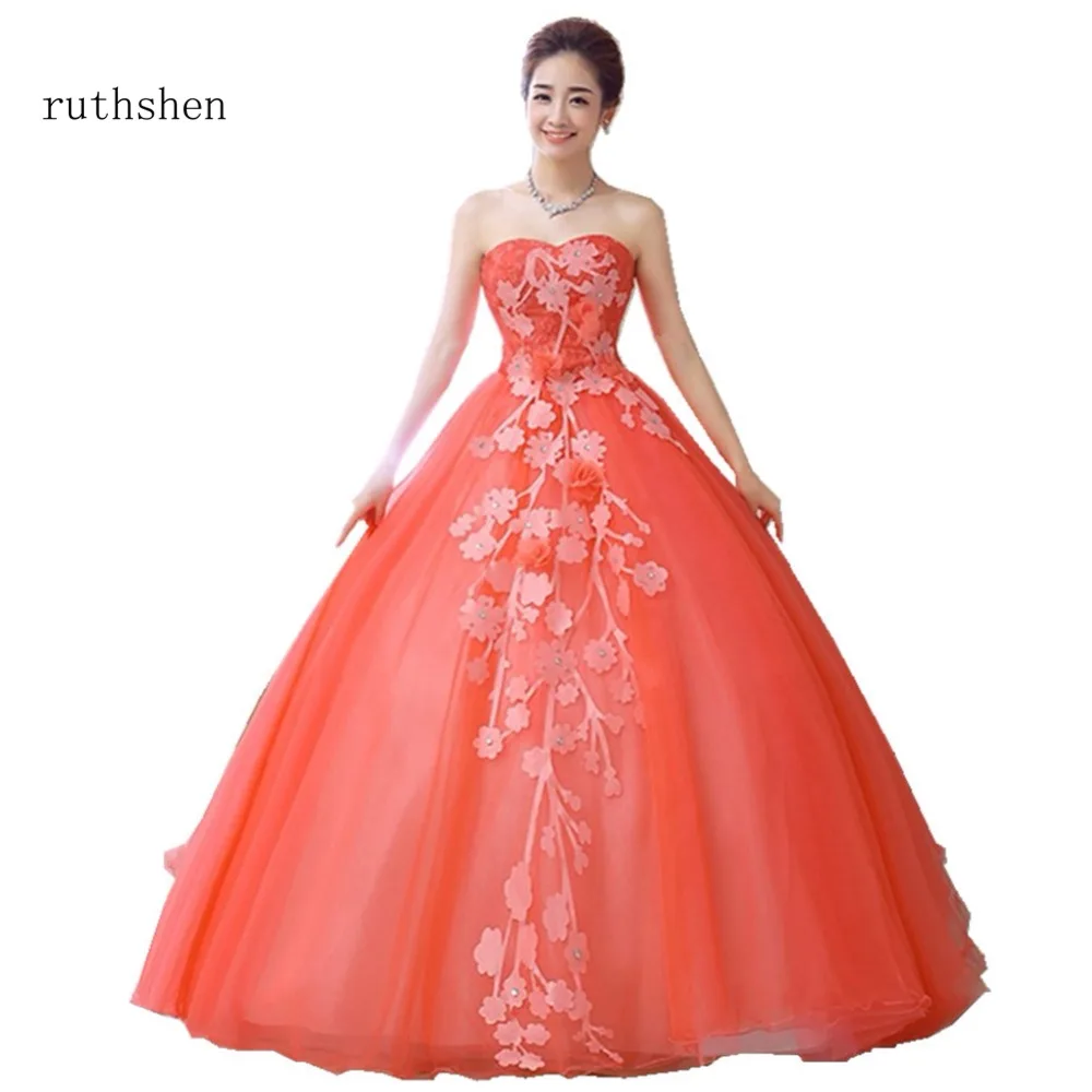 Ruthshen без бретелек Пышное Платье Vestidos сладкий 16 Бальные платья дешевый вечерние платья C аппликацией Новые поступления