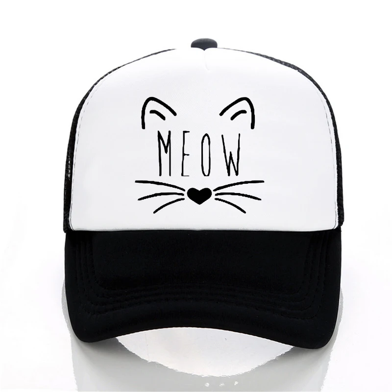 

MEOW Cartoon Baseball Caps Summer Leisure Adjustable Hats Mesh trucker hat Fashion men women Mesh cap