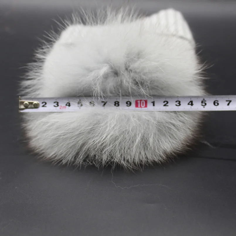 Женская Зимняя кепка с помпоном из лисьего меха вязаная шапка кашемира и шерсти