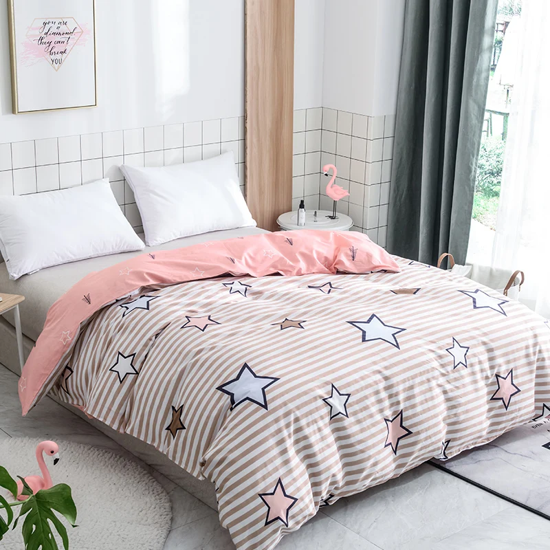 Мультяшные красные полосы с рисунком звезды домашний текстиль один пододеяльник