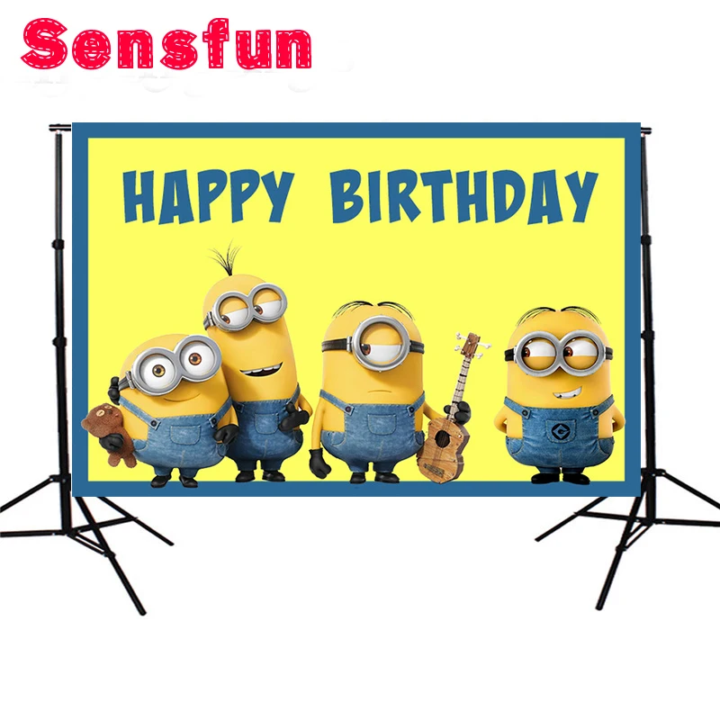 Sensfun мультяшный желтый Виниловый фон Миньоны новая ткань фланелевый Фотофон для