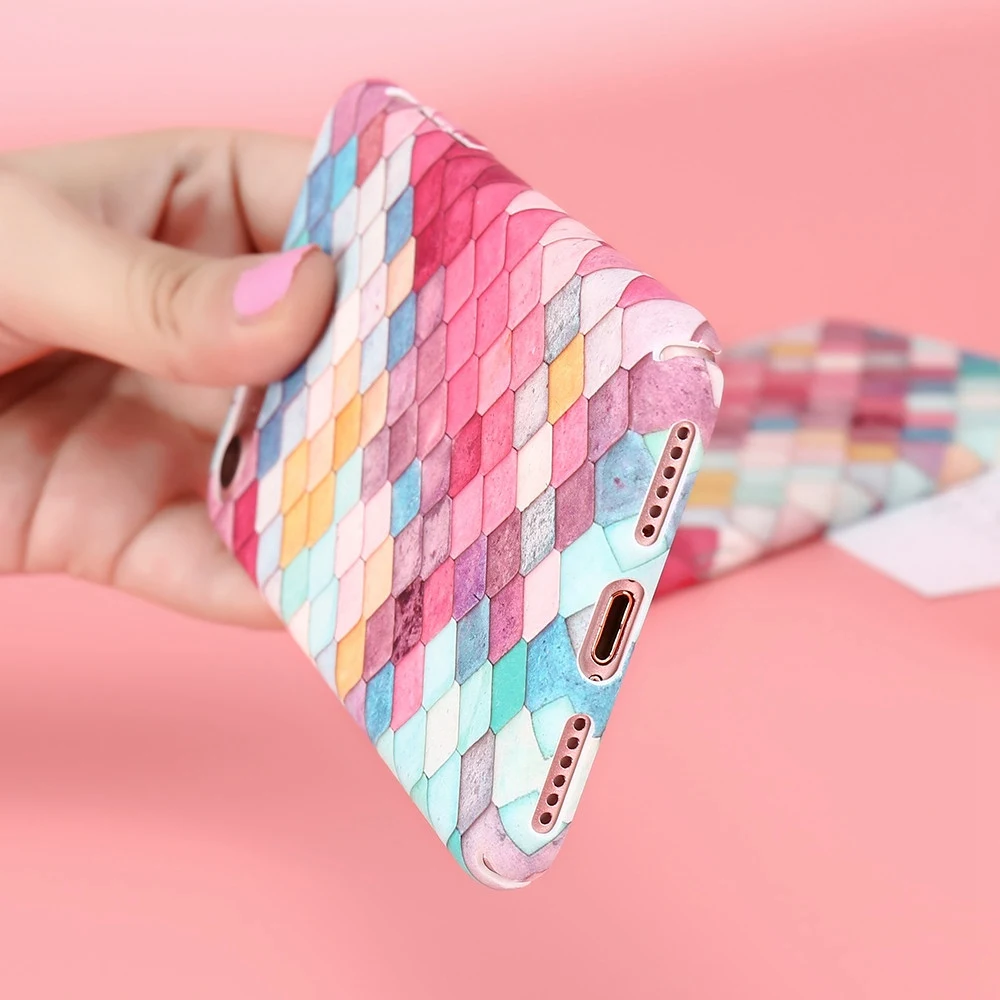 KISSCASE 3D Relief Patterned Case For iPhone 5S 5 SE X Xr Xs Max Luminous Lattice Cases 6s 6 Plus 7 8 Capinha |