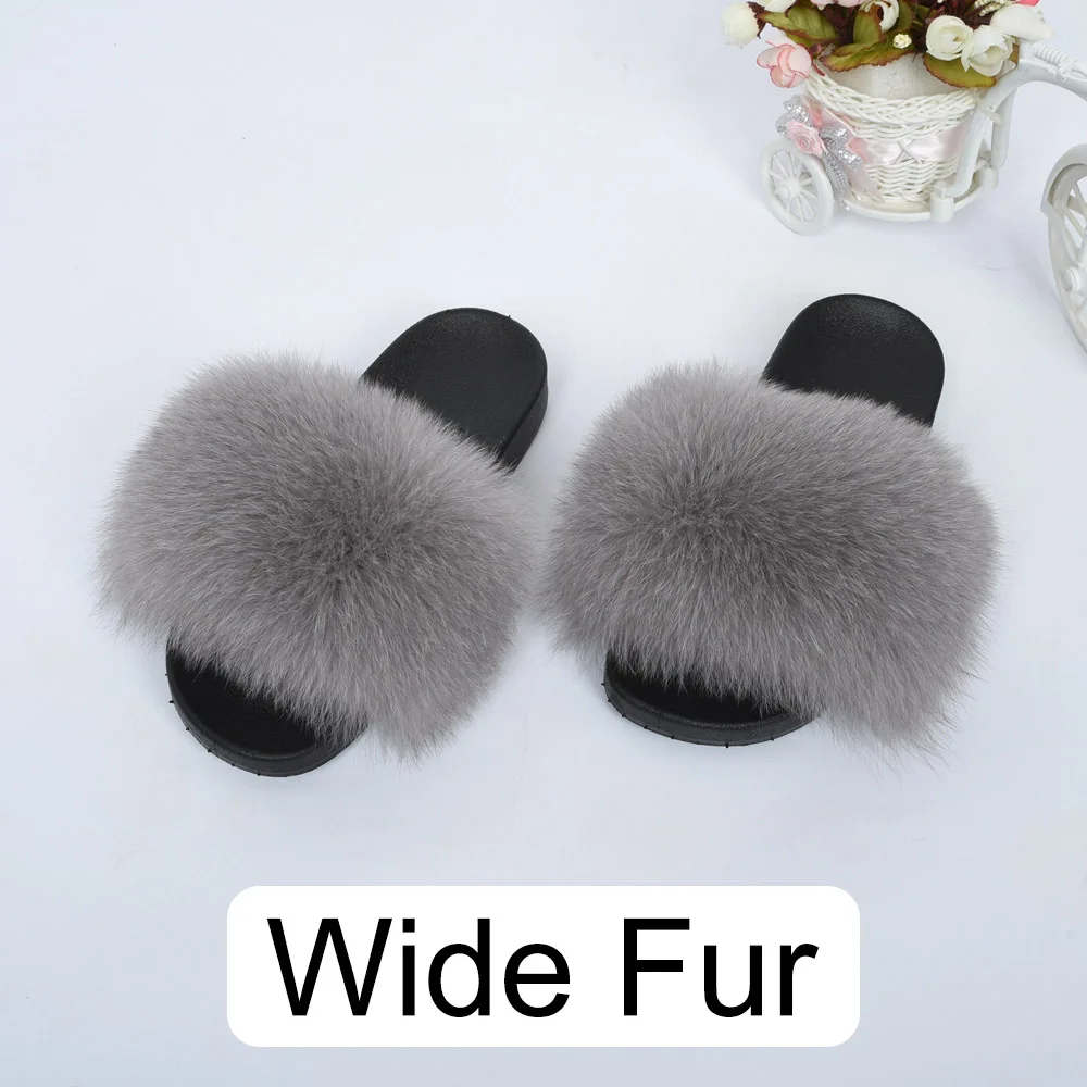 Medium Grey 14cm Новинка года; женские меховые шлепанцы наивысшего качества; меховые шлепанцы с натуральным лисьим мехом для дома; S6042 - Цвет: Medium Grey 14cm