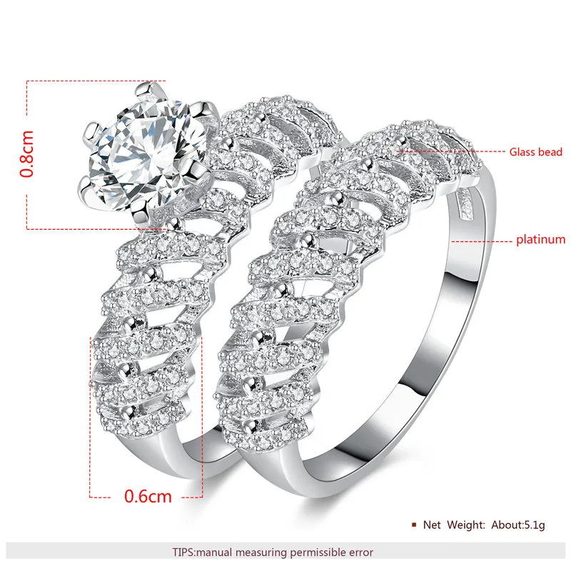 Romad из белого золота Цвет обручальное кольцо Открытое белое платье австрийские