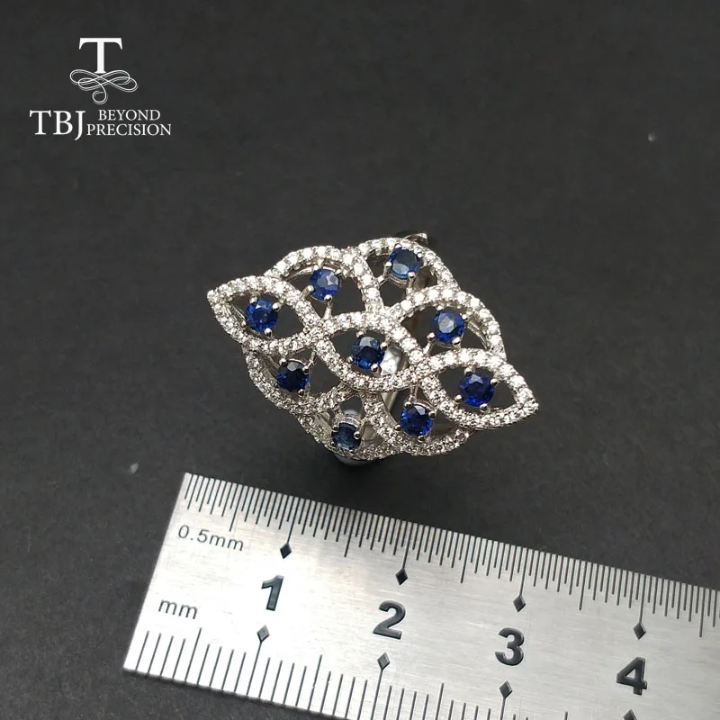 TBJ элегантное кольцо принцессы с 100% натуральным голубым сапфиром из