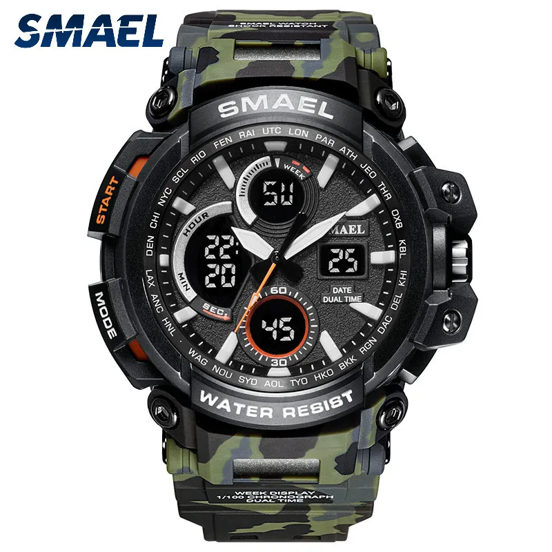 ISHOWTIENDA SMAEL мужские спортивные часы с двойным дисплеем аналоговые цифровые