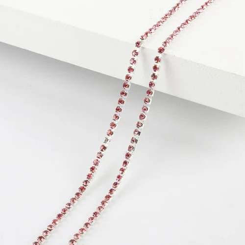 Fuchsia Горячая серебряная основа коготь 1 м/лот высокая плотность ss6 2 мм ss8 2,5 мм ss10 2,8 мм ss12 3 мм стразы на цепочке для пришивания клея на отделке - Цвет: Fuchsia