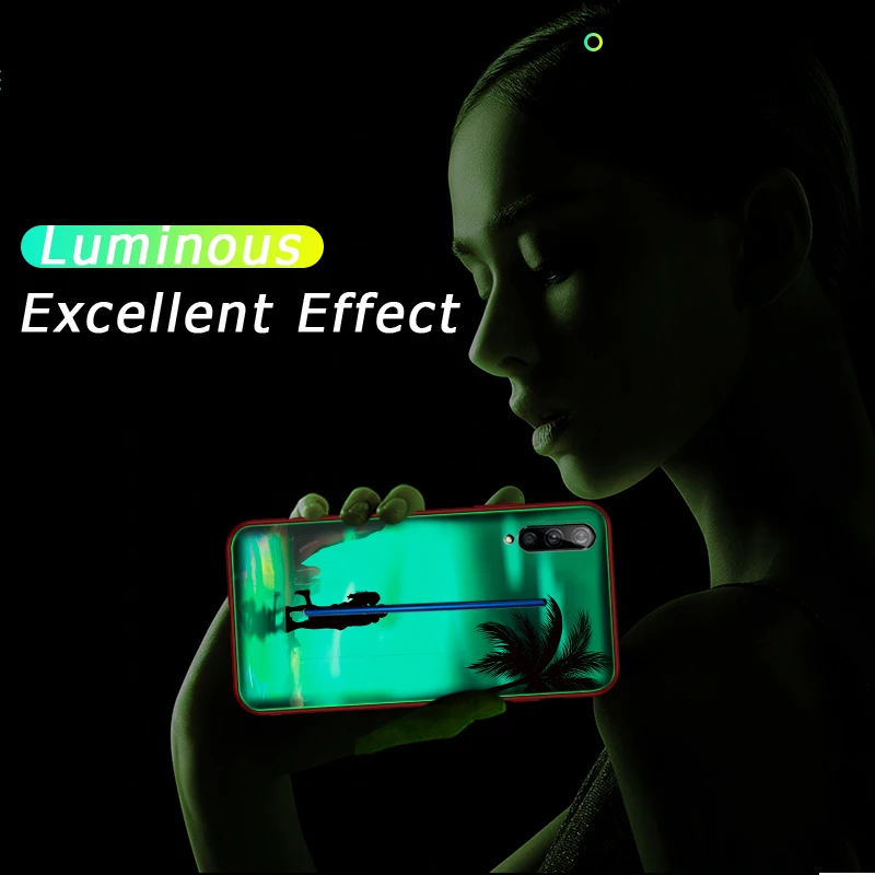 Luminous Tempered Glass Cases For VIVO IQOO X23 X21 i UD X20 X9S Plus X27 Coque Back Cover Soft Silicone Anti- fall Thin Shell |