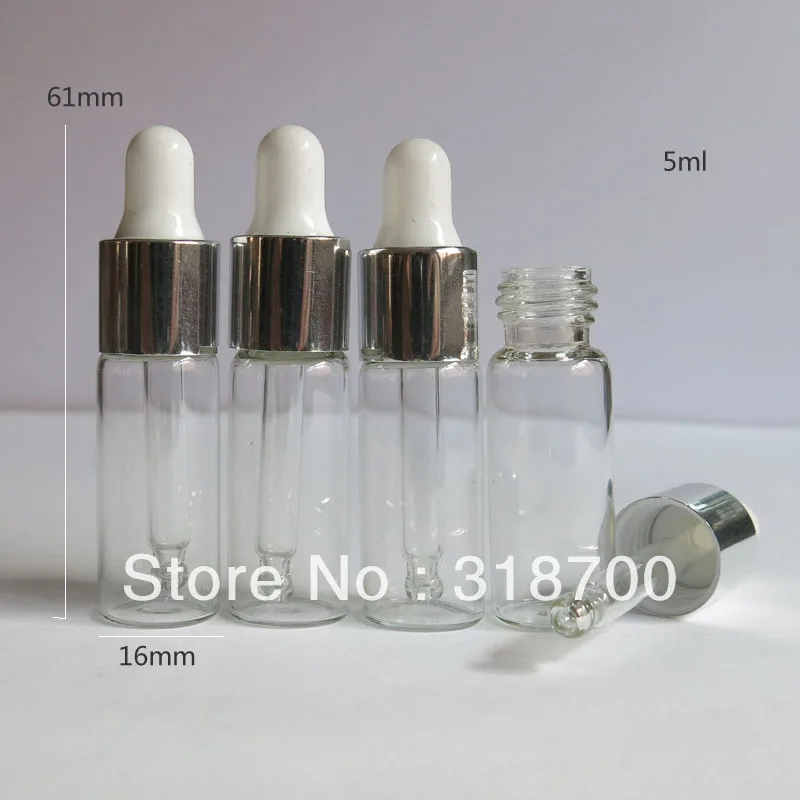 500 x 5ML Empty Refillable Transparent Clear Dropper Bottle 5cc Glass E-Liquid Eey Container | Красота и здоровье