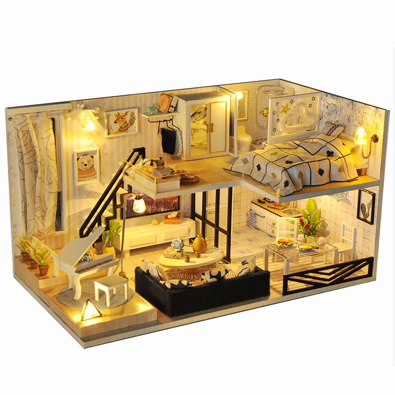 Новая мебель сделай сам кукольный домик Wodden Miniatura комплект мебели пылезащитный