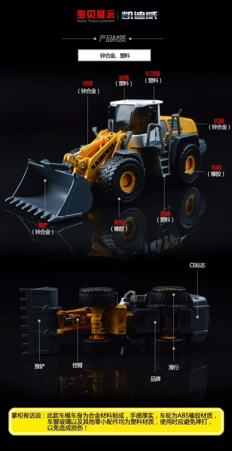 Kdw 620003 625003 игрушка сплава модель погрузчик 1:50 автомобиля грузовик мальчик