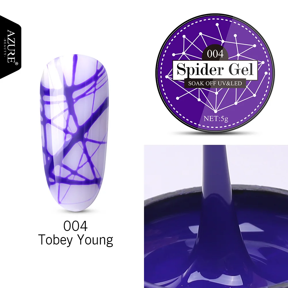 004 Лазурный красивый лак для ногтей с пауком, широкий УФ-лак для ногтей, Полупостоянный гель для рисования, Гибридный СВЕТОДИОДНЫЙ лак для ногтей - Цвет: 004