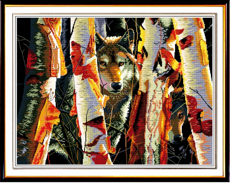 Guardians of white birch cross stitch kit 14ct 11ct pre stamped canvas stitching animal embroidery DIY handmade needlework | Дом и сад