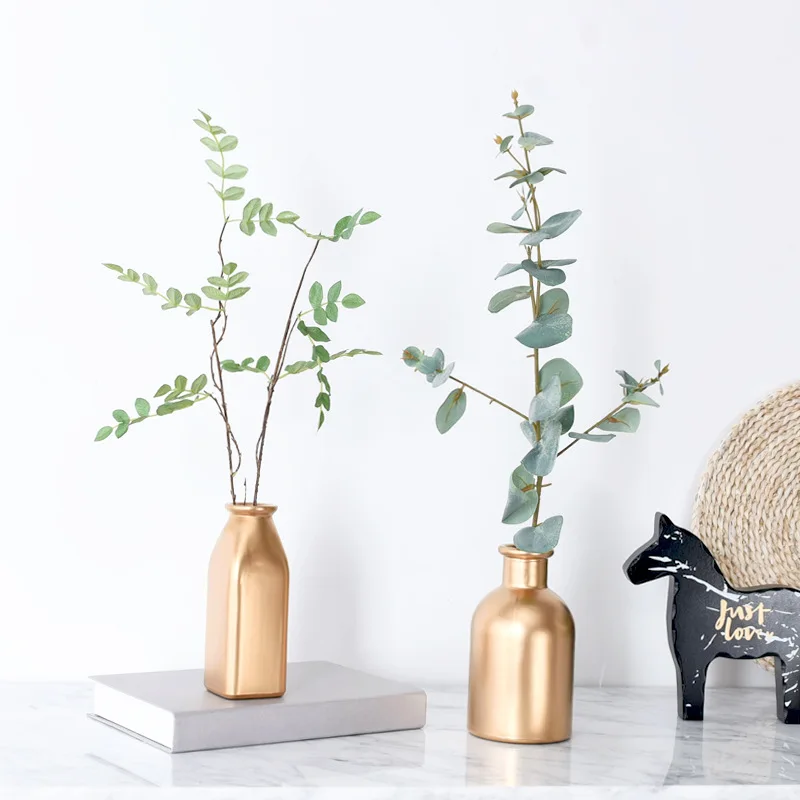 Нордическая Гальваническая Золотая ваза стеклянная для цветов вазы сушеная