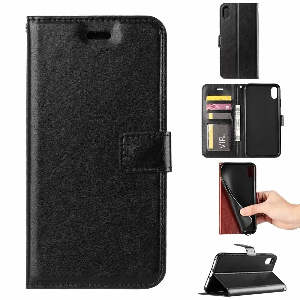 

100pcs/lot Crazy Horse Wallet Leather Case for iPhone XR / XS / XS Max