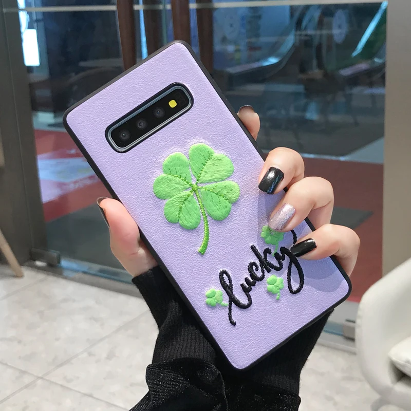 YHBBCASES чехол для телефона с вышивкой клевера s samsung Galaxy S8 S9 S10 Plus Модный мягкий