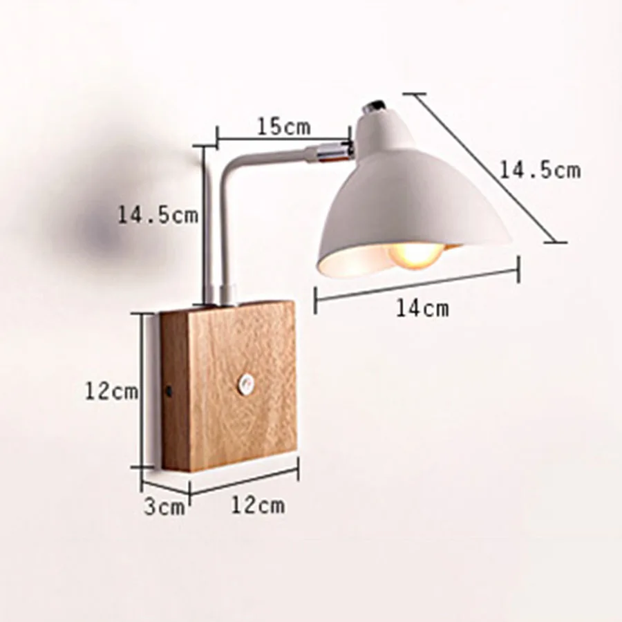 

Thrisdar Nordic Wood Simple LED Wall Lamps With Switch Bedroom Bedside Iron Wall Light Corridor Hotel Balcony Aisle Wall Light