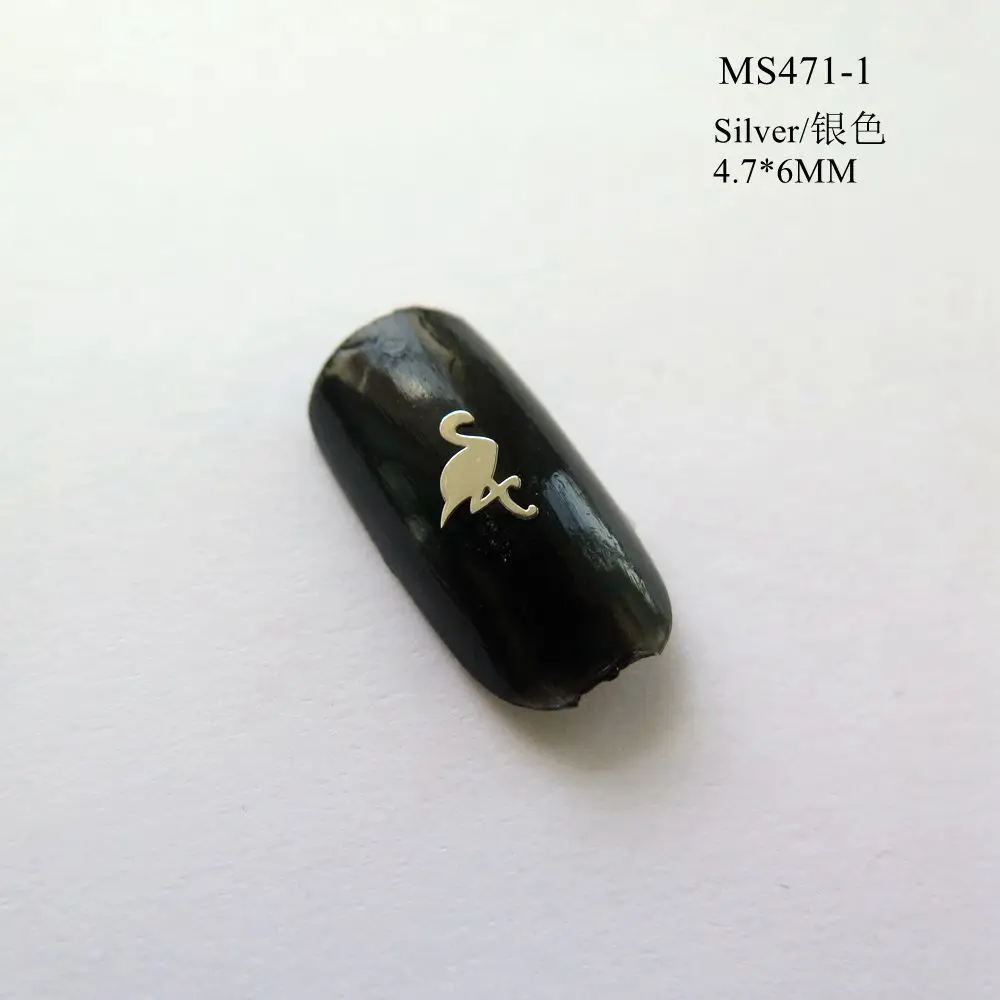 MS471-1 Silver 100 шт./пакет серебро/золото с капюшоном «Китти Кэт» птица пчела ананас неклеевой мягком металле Стикеры нейл-арта украшения m31 - Цвет: MS471-1 Silver