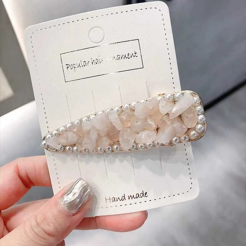 Pearl металлический зажим для волос ободок Гребень Pin Барретт конфеты камень шпильки головной убор аксессуары Красота Инструменты для укладки - Цвет: 1