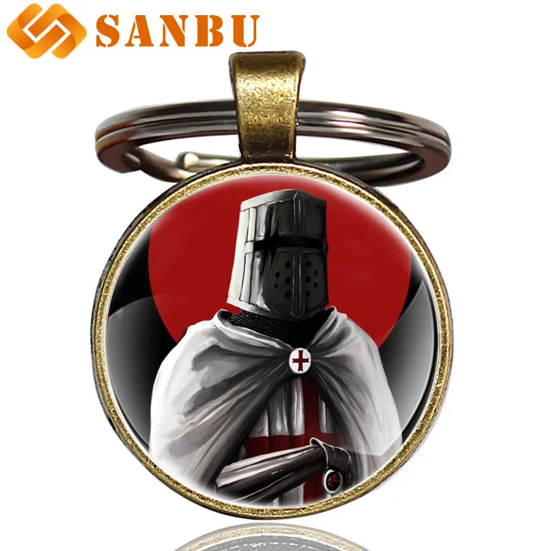 Bronze-2 Винтажная инфидель нация горд враг ислам Рыцарь тамплиер стеклянная подвеска брелок классические мужские женские Брелки - Цвет: Bronze-2