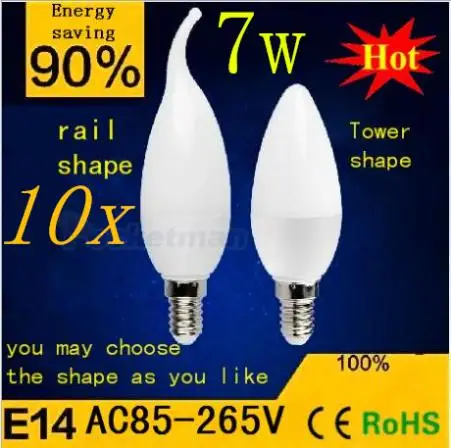 E14 2835 Светодиодный свет свечи лампы высокой Мощность 7 Вт 10smd встраиваемые