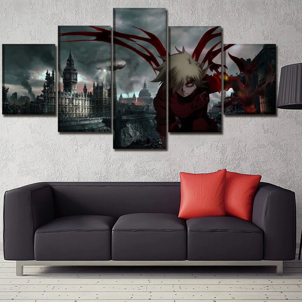 5 шт. аниме картина Hellsing холст постер декор для гостиной один комплект модульная