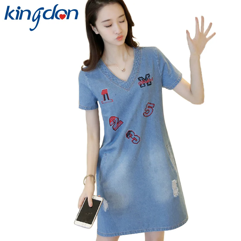 Новый летний Повседневное пикантные платье из джинсовой ткани Для женщин Мода