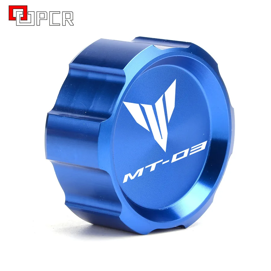 Rear blue Высококачественный с логотипом MT-03 черный и синий CNC цилиндр для жидкости главный резервуар Крышка для Yamaha MT03 ABS MT 03 - Цвет: Rear blue