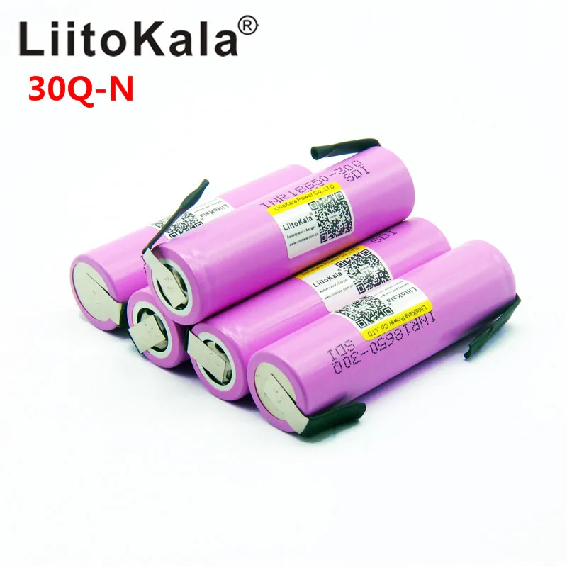 LiitoKala Оригинальные 3,7 V INR 18650 30Q 3000mAh аккумуляторные батареи для 18650 батареи высокого разряда+ DIY nicke