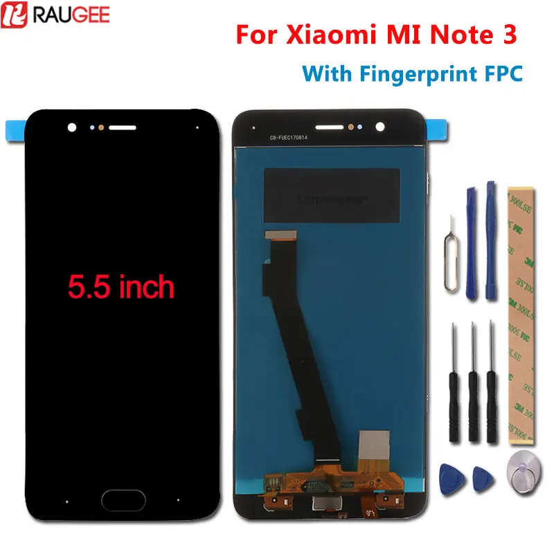 Для Xiaomi Mi Note 3 ЖК-дисплей+ сенсорный экран с отпечатком пальцев FPC тест хороший дигитайзер экран панель для Xiaomi Mi Note 3 5,5''