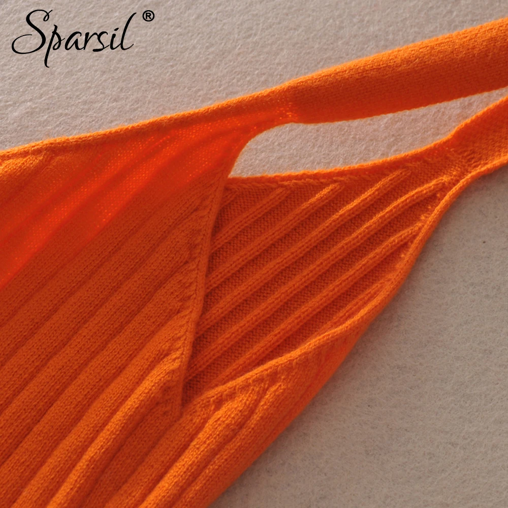 Sparsil Для женщин осень вязаный шерстяной платье комбинация двойным v образным