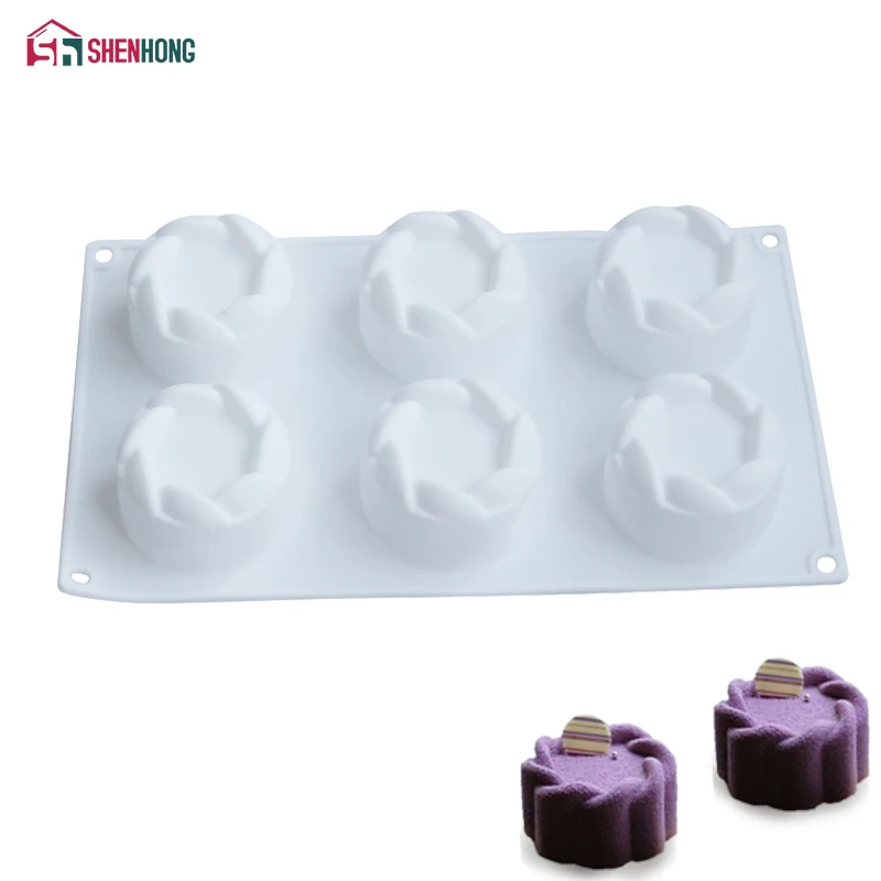 

SHENHONG 6 Holes Flower Silicone Cake Mousse Mold 3D DIY Design Moule Baking Cupcake Jelly Pudding Cookie Muffin Mould