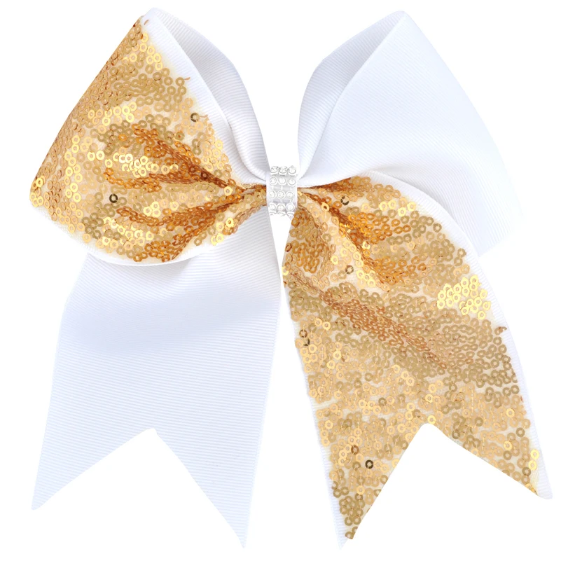 21 Champagne 7 дюймов Большой Cheer лук Девушки Бутик аксессуаров для волос шпильки Заколки Модные Лоскутные бантики для волос с пайетками детские головные уборы - Цвет: 21 Champagne