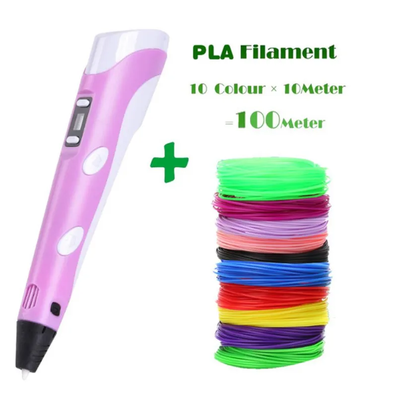 pink 9m add 100m 3D Ручка для обучения, Набор для творчества, игрушки для детей, пластиковый рисование, искусство и ремесло, набор для рисования, обучающий подарок на Рождество - Цвет: pink 9m add 100m
