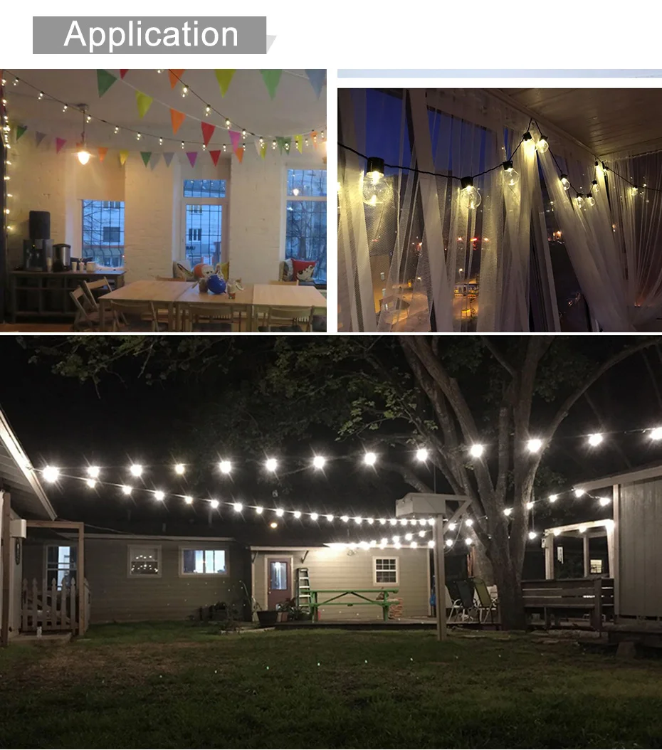 20Ft 6cm Bulb Globe String Lights With Clear Bulb Backyard Patio Lights Vintage Bulbs Decorative Outdoor Garland Wedding A1