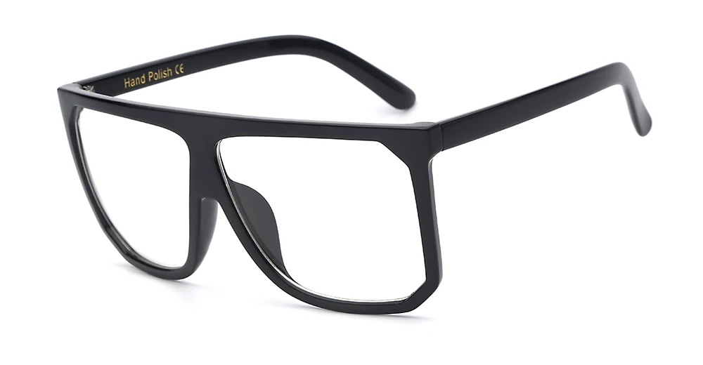 Black w clear lens Солнцезащитные очки для женщин, фирменный дизайн, модные роскошные негабаритные Винтажные Солнцезащитные очки, квадратные солнцезащитные очки, Ретро стиль, женские плоские очки - Цвет линз: Black w clear lens