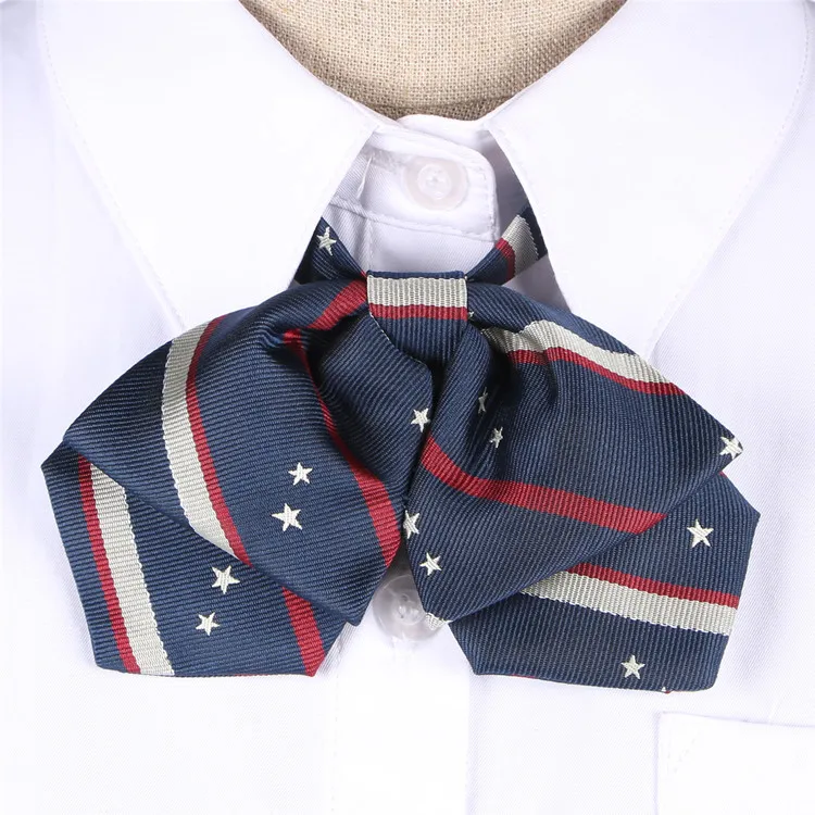 

2019 New Blue Jk Bow Tie Striped Solid Uniform Collar Butterfly Cravat Japanese /korean High School Students Necktie Embroidery