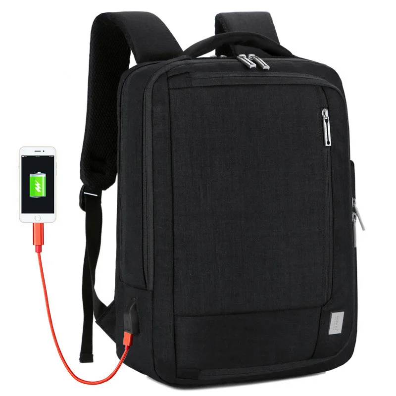 

Fashion man business laptop backpack casual usb charging computer backpacks large male travel bag backpack style bags 178