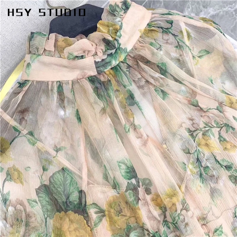 【HSY студио】2019 летнее высококачественное элегантное женское 100% шелковое зеленое