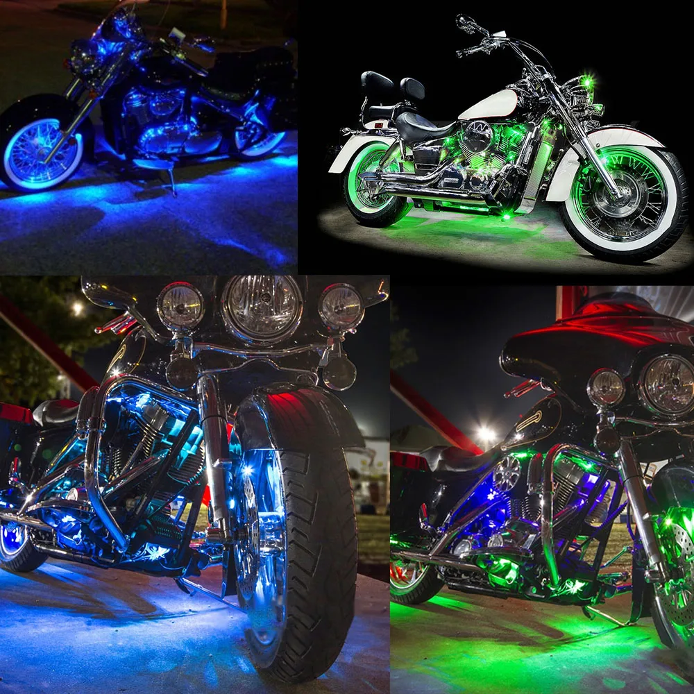 Комплект светодиодных лент для мотоцикла 8 шт. светодиодные ленты разноцветные