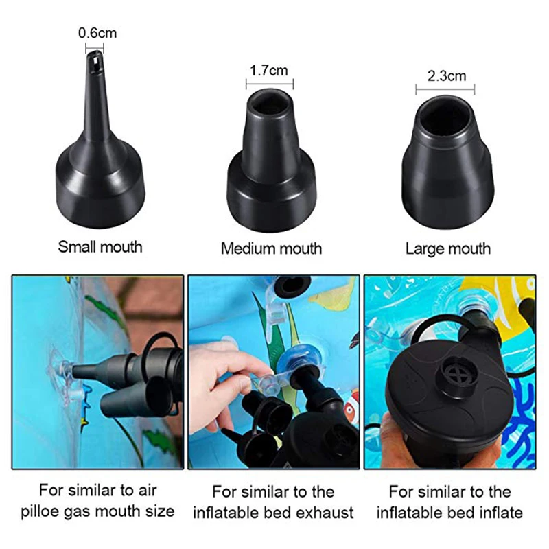 12V DC Electric Air Pump, Inflator/Deflator Air Pumps for Outdoor Travel Camping with 3 Nozzles, Air Mattress Beds Cushions Boat