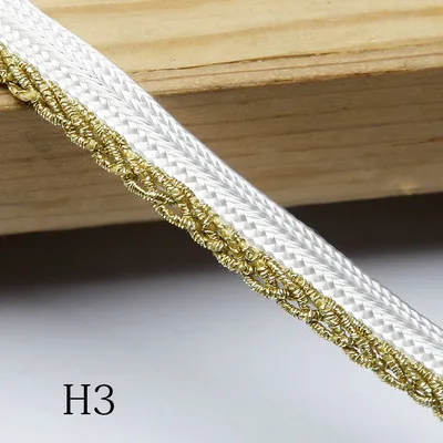 H3 10 yards/lot White multi-style with gold wire braided ribbon rope gold edging flange trim accessories DN487 - Цвет: H3